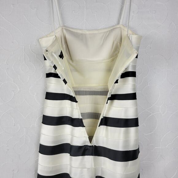 BCBG Maxazria Dress 2 Black Ivory Striped Classic A-Line Minimalist - Picture 13 of 15